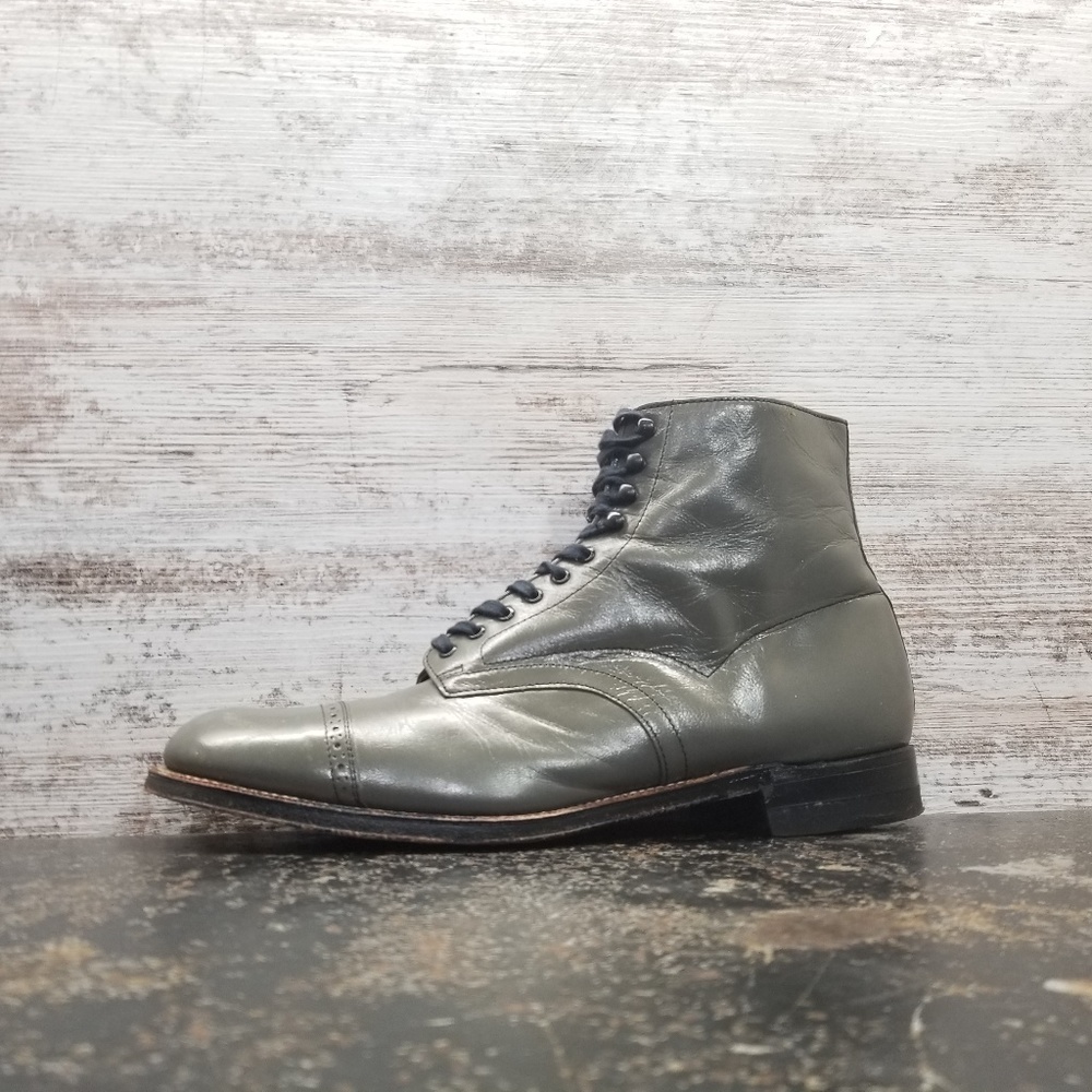Mens Stacy Adams Ankle Boots SZ 9.5 M Used Gray Le